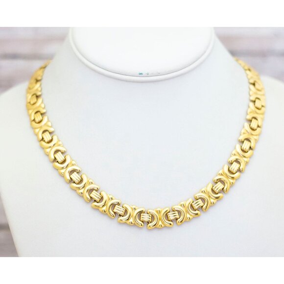 18 inch, Vintage Geometric Eye-shaped Intricate Necklace by Avon - BZ2 - Picture 1 of 3